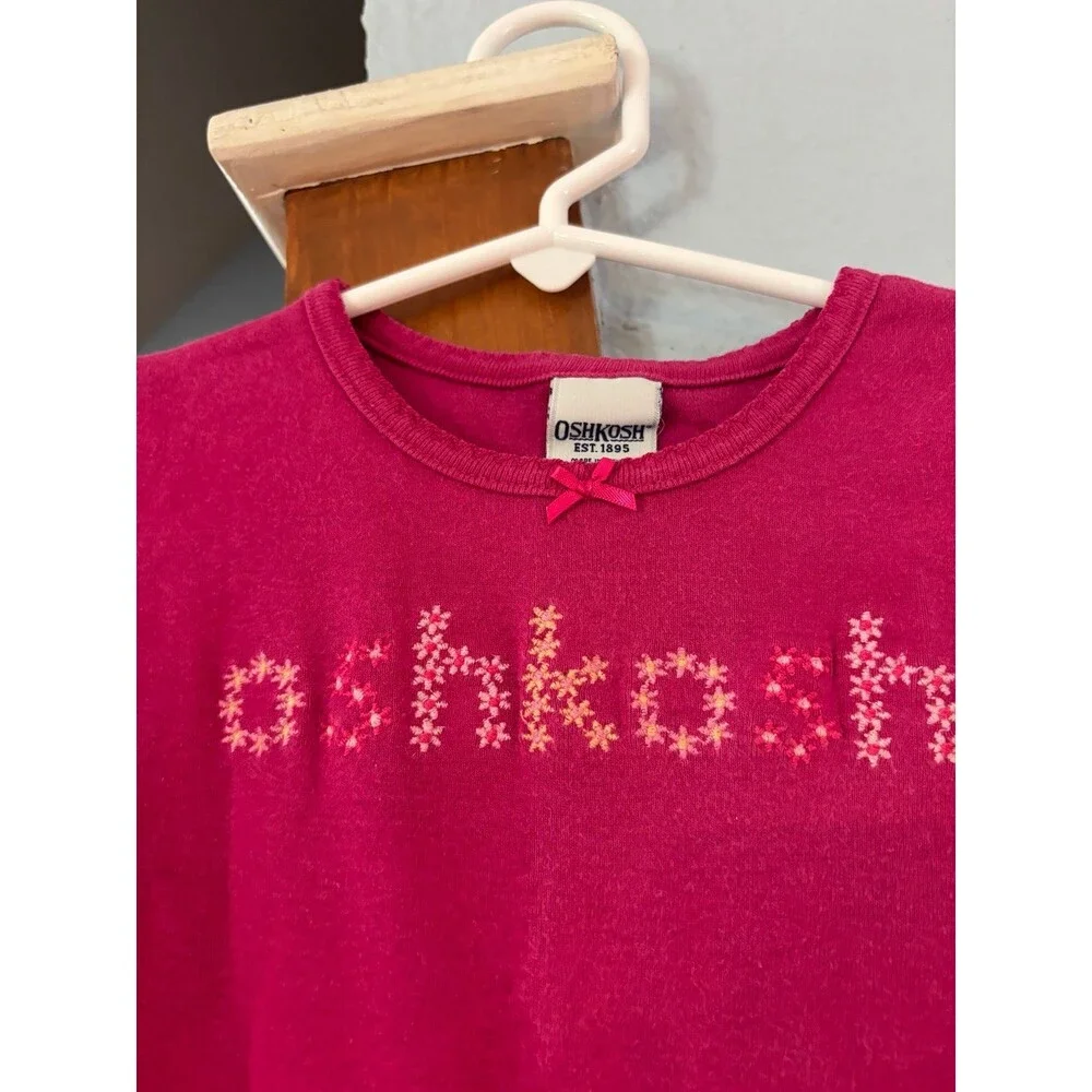 Oshkosh b’gosh embroidered floral logo spellout vintage Y2K pink 2t